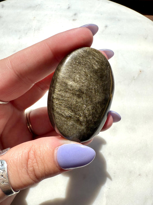 Gold Sheen Obsidian Palm Stone | Gold Sheen Obsidian | Gift for Crystal Lover | Protection Crystal | Manifestation Crystal | Crystal Gift