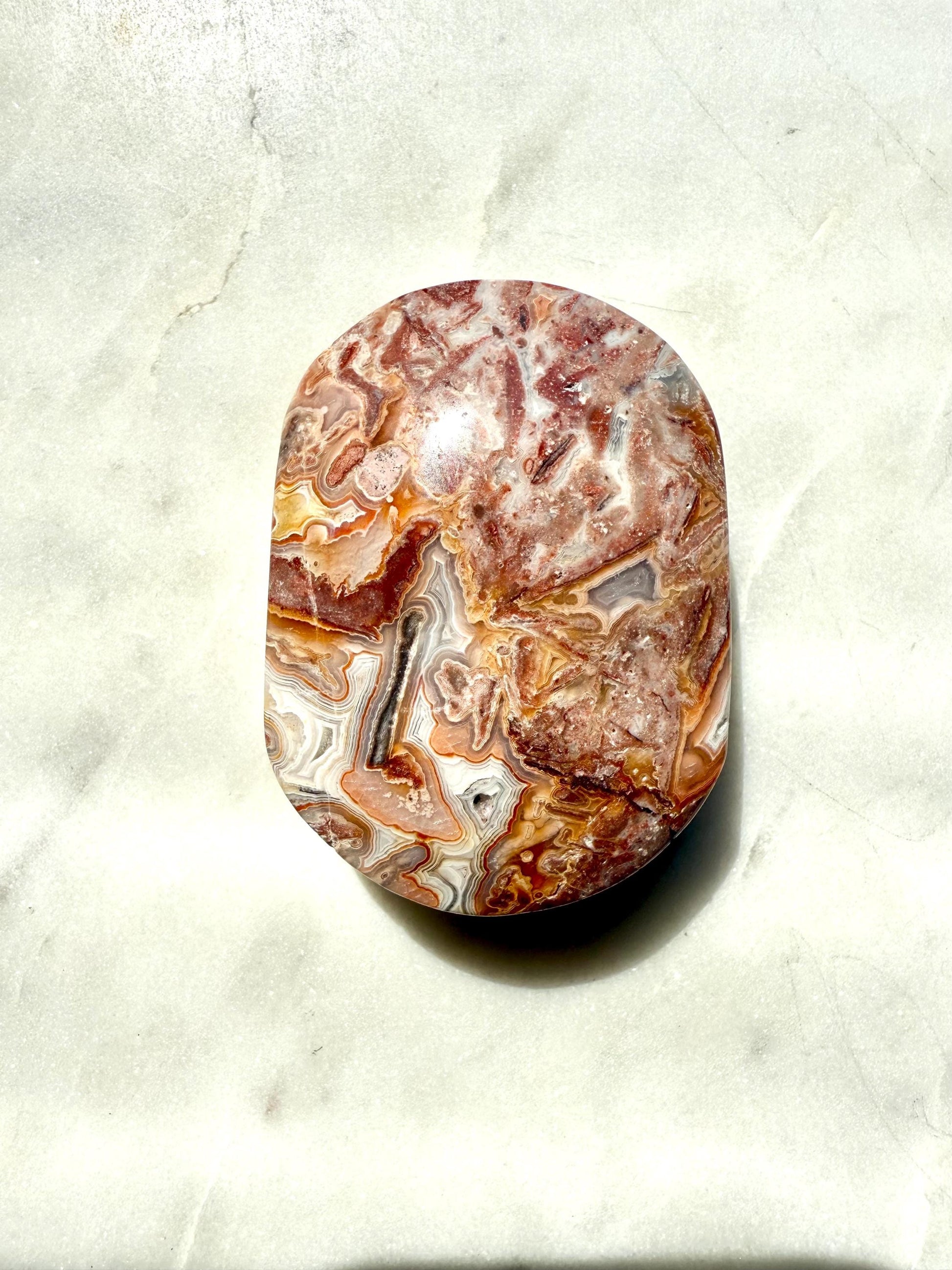 Crazy Lace Agate Palm Stone | Mexican Crazy Lace Agate | Gift for Crystal Lover | Happiness Crystal | Grounding Crystal | Crystal Gift