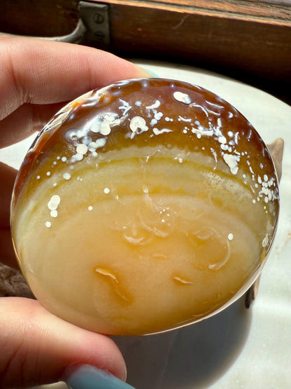 Carnelian Orca Agate Palm Stone || Carnelian Orca Agate || Gift for Crystal Lover || Orca Agate Palm || Crystal Palm Stone || Crystal Gift