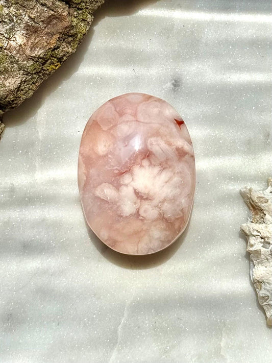 Carnelian Flower Agate Palm Stone | Carnelian Flower Agate | Gift for Crystal Lover | Creativity Crystal | Motivational Crystal
