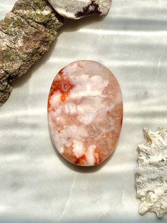 Carnelian Flower Agate Palm Stone | Carnelian Flower Agate | Gift for Crystal Lover | Creativity Crystal | Motivational Crystal