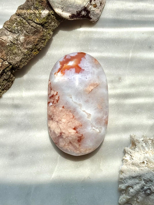 Carnelian Flower Agate Palm Stone | Carnelian Flower Agate | Gift for Crystal Lover | Creativity Crystal | Motivational Crystal