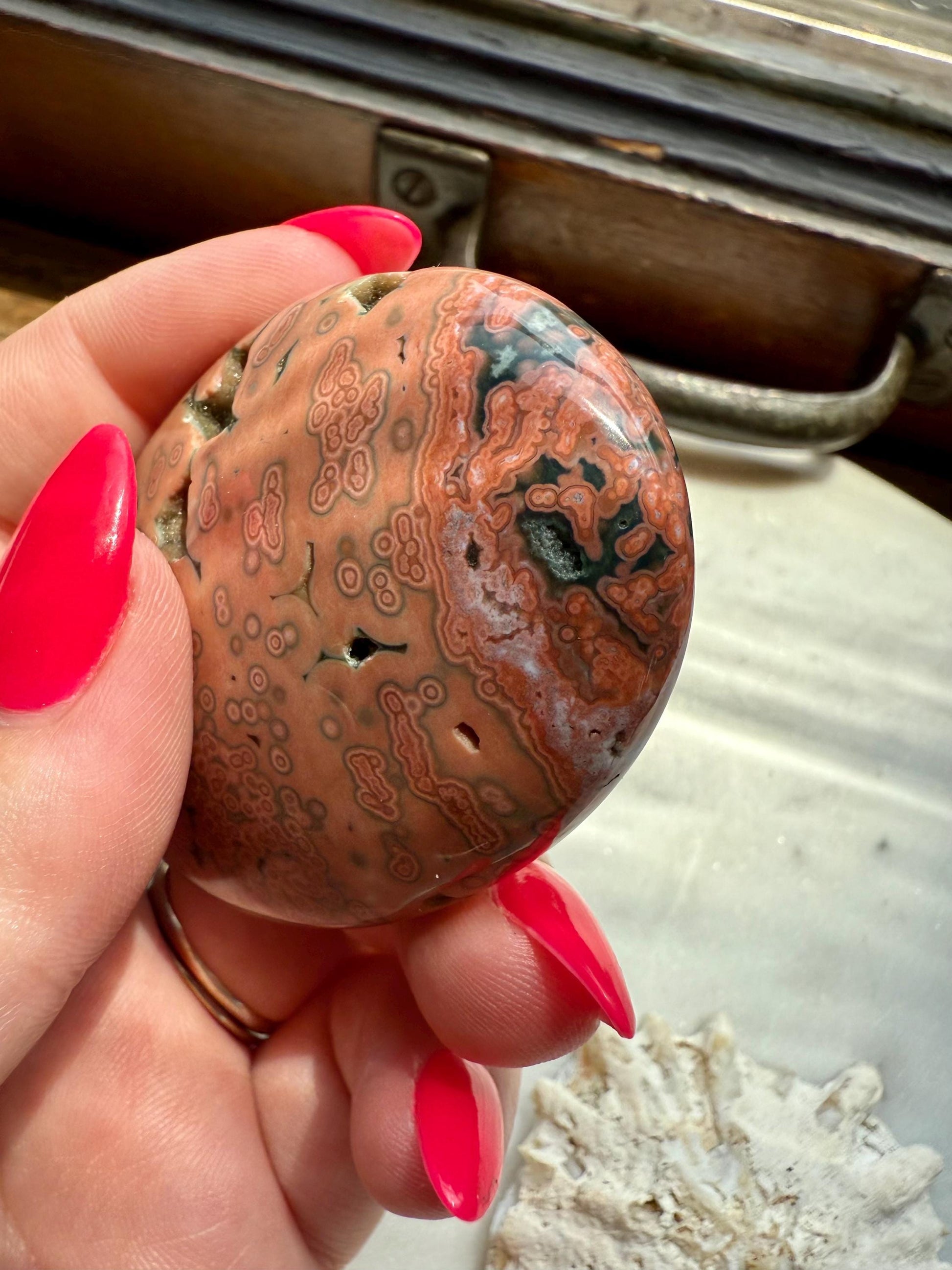 Ocean Jasper Palm Stone | Ocean Jasper | Gift for Crystal Lover | Calming Crystal | JoyfulCrystal | Rare Crystal | Unique Crystal