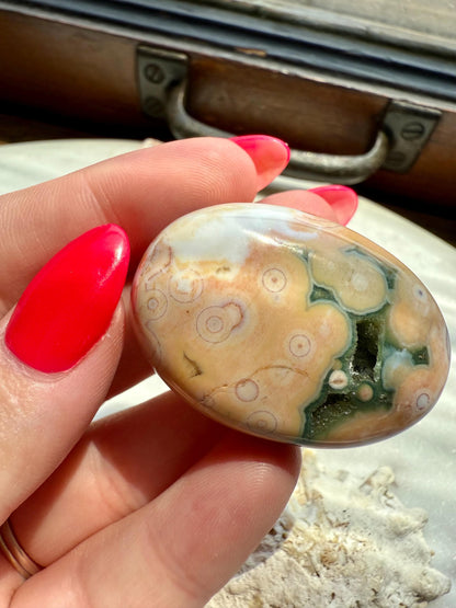 Ocean Jasper Palm Stone with Druzy | Ocean Jasper | Gift for Crystal Lover | Calming Crystal | JoyfulCrystal | Rare Crystal | Unique Crystal