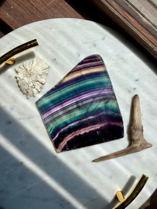 High Quality Banded Fluorite Slab | Banded Fluorite | Gift for Crystal Lover | Crystal Lover Gift | Fluorite Slab | Fluorite Slice