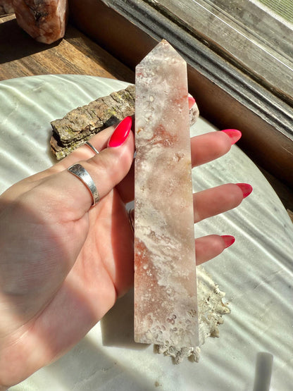 Pink Amethyst and Flower Agate Tower | Pink Amethyst | Flower Agate | Gift for Crystal Lover | Unique Crystal | Combo Crystal | Pink Crystal