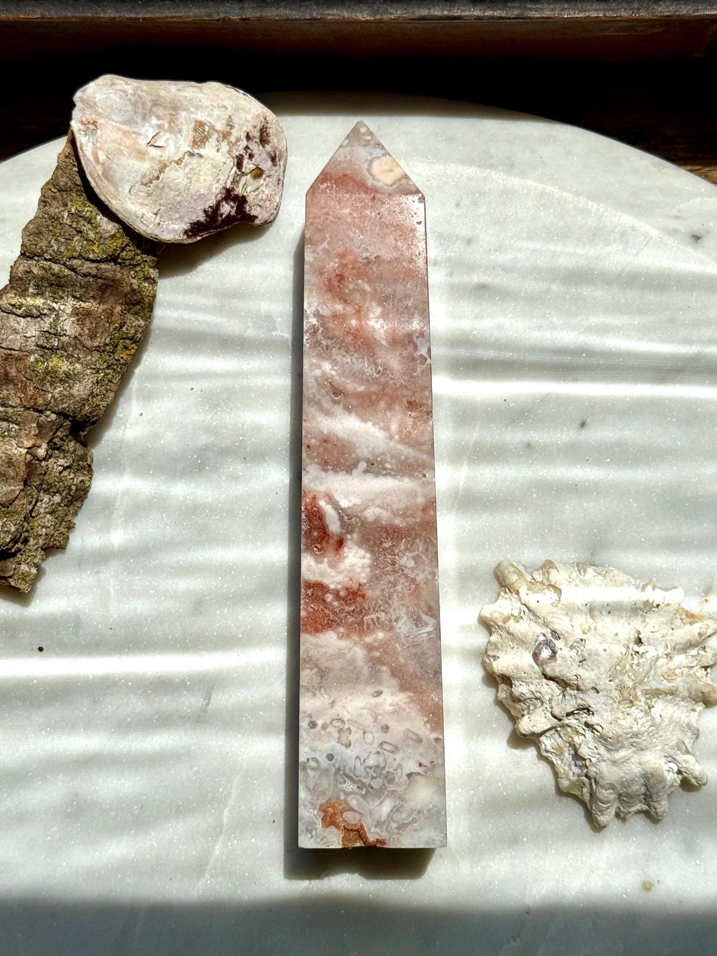 Pink Amethyst and Flower Agate Tower | Pink Amethyst | Flower Agate | Gift for Crystal Lover | Unique Crystal | Combo Crystal | Pink Crystal
