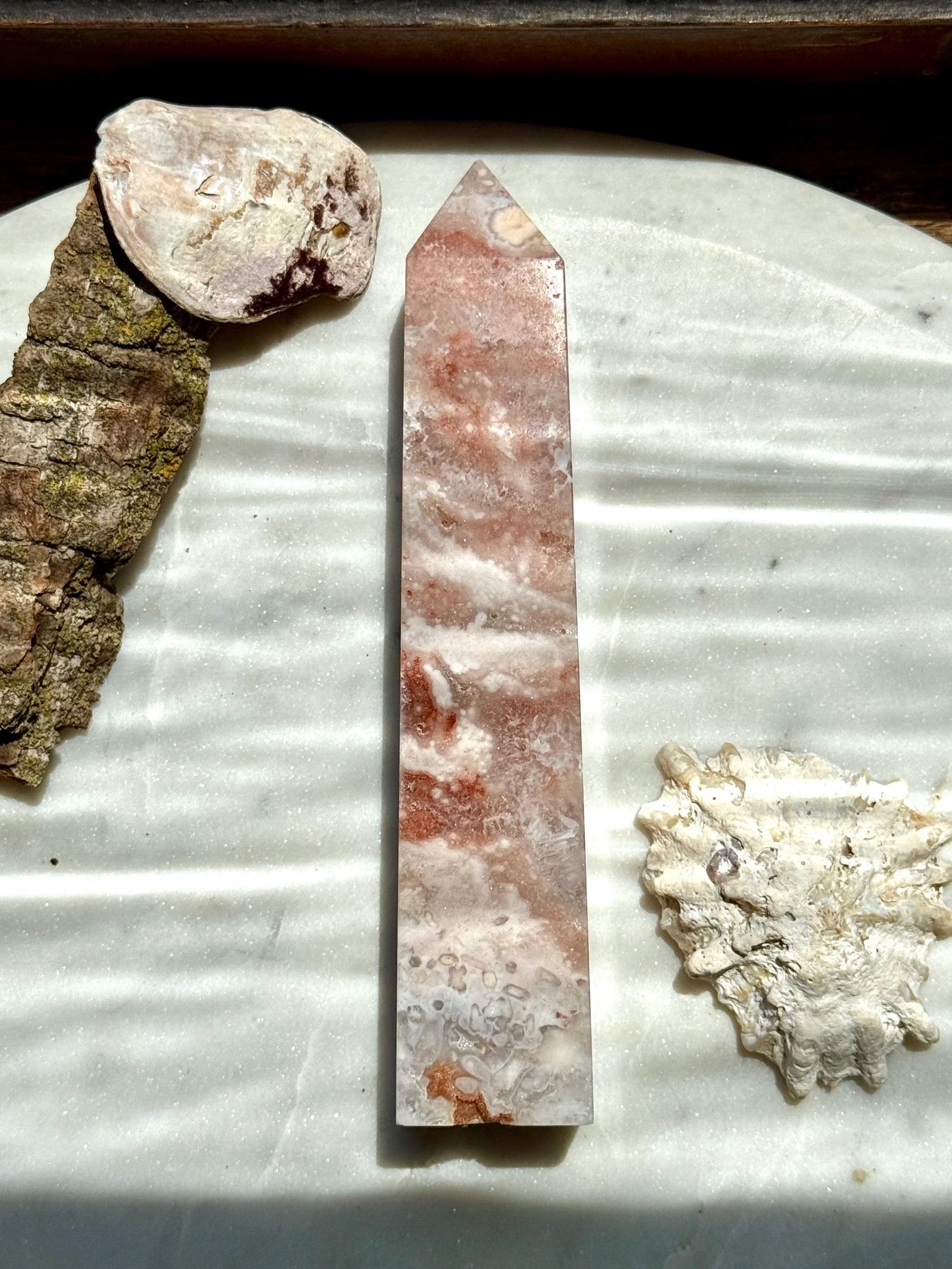 Pink Amethyst and Flower Agate Tower | Pink Amethyst | Flower Agate | Gift for Crystal Lover | Unique Crystal | Combo Crystal | Pink Crystal