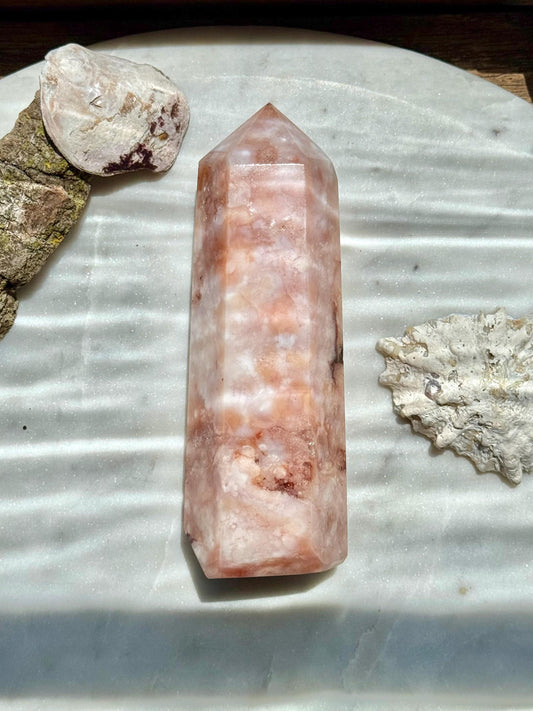 Carnelian and Flower Agate Tower | Carnelian | Flower Agate | Gift for Crystal Lover | Unique Crystal | Combo Crystal