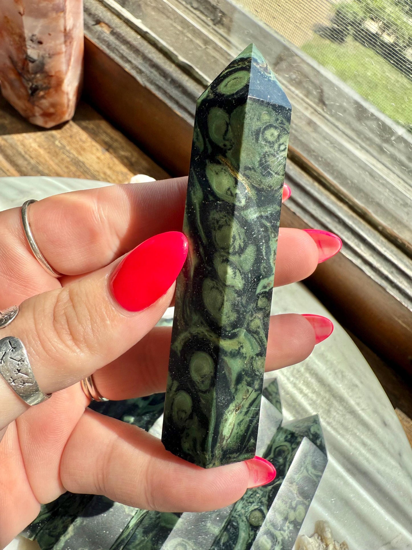 Kambaba Jasper Tower [One Tower] | Kambaba Jasper | Gift for Crystal Lover | Green Crystal | Unique Crystal | Crystal Tower