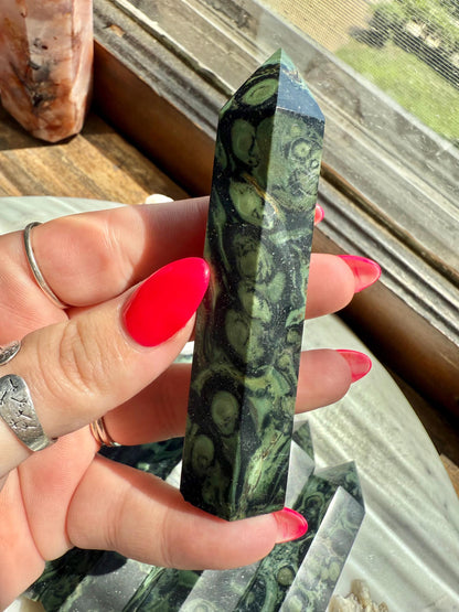 Kambaba Jasper Tower [One Tower] | Kambaba Jasper | Gift for Crystal Lover | Green Crystal | Unique Crystal | Crystal Tower