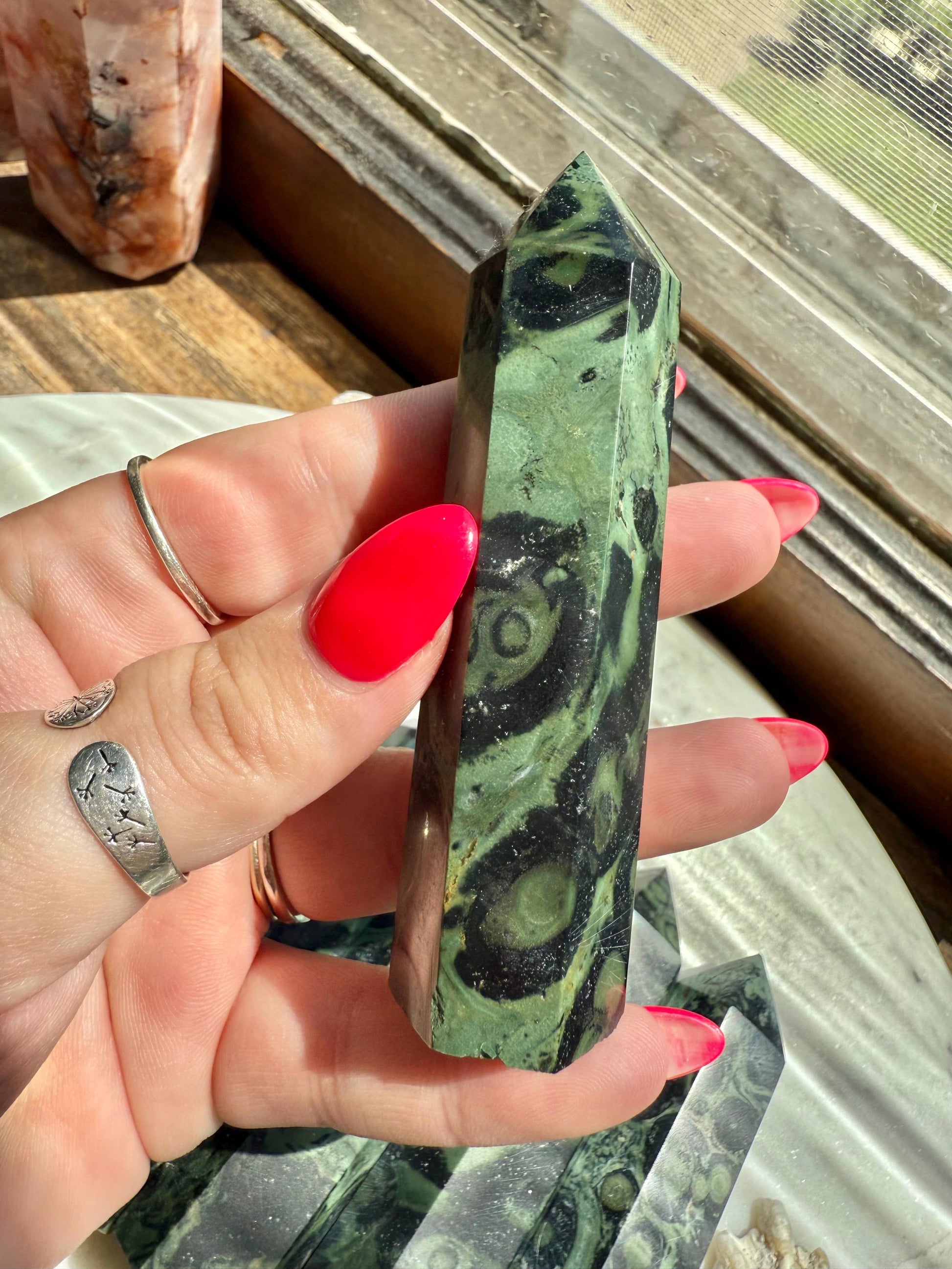 Kambaba Jasper Tower [One Tower] | Kambaba Jasper | Gift for Crystal Lover | Green Crystal | Unique Crystal | Crystal Tower