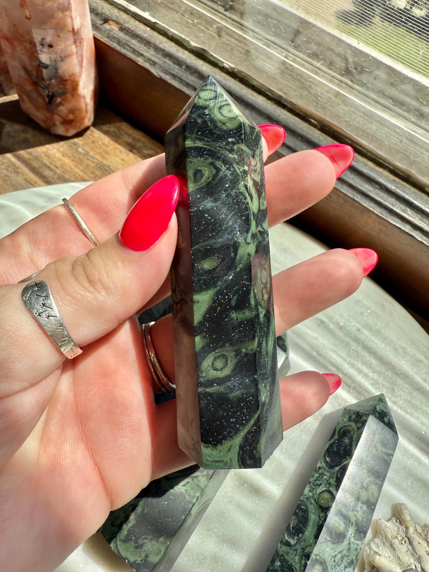 Kambaba Jasper Tower [One Tower] | Kambaba Jasper | Gift for Crystal Lover | Green Crystal | Unique Crystal | Crystal Tower