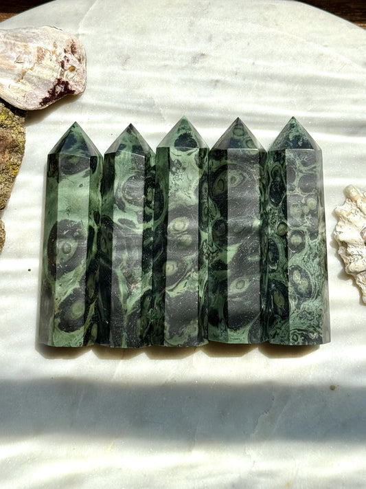Kambaba Jasper Tower [One Tower] | Kambaba Jasper | Gift for Crystal Lover | Green Crystal | Unique Crystal | Crystal Tower