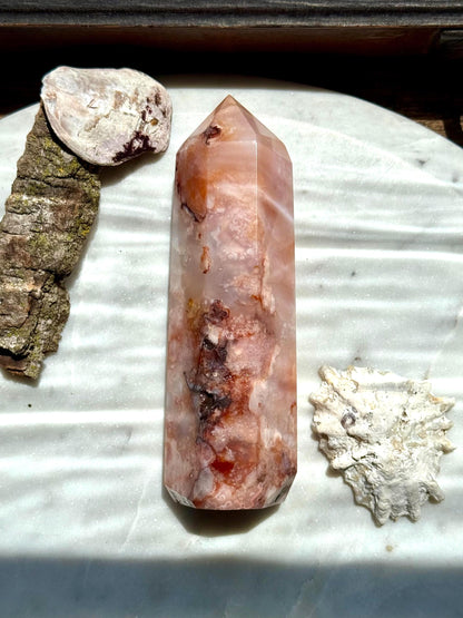 Carnelian and Flower Agate Tower | Carnelian | Flower Agate | Gift for Crystal Lover | Unique Crystal | Combo Crystal