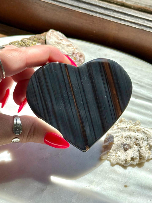Midnight Lace Obsidian Heart | Midnight Lace Obsidian | Unique Crystal | Rare Crystal | Crystal Heart | Black Crystal |