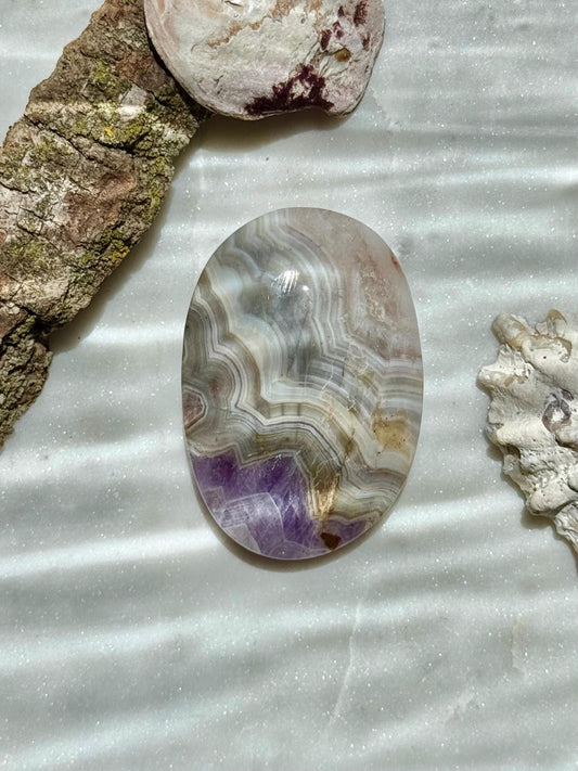 Amethyst and Crazy Lace Agate Palm Stone | Amethyst | Crazy Lace Agate | Gift for Crystal Lover | Calming Crystal | | Unique Crystal