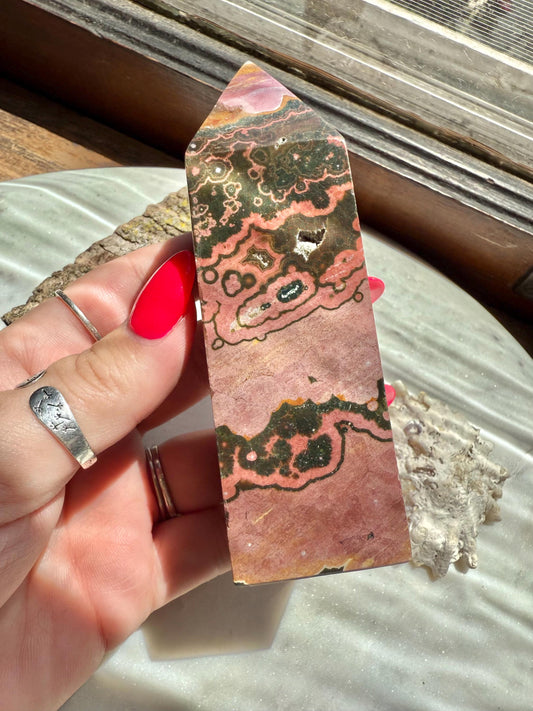 Pink Ocean Jasper Tower | Pink Sea Jasper Tower | Gift for Crystal Lover | Unique Crystal | Rare Crystal | Pink Crystal | Ocean Jasper Tower