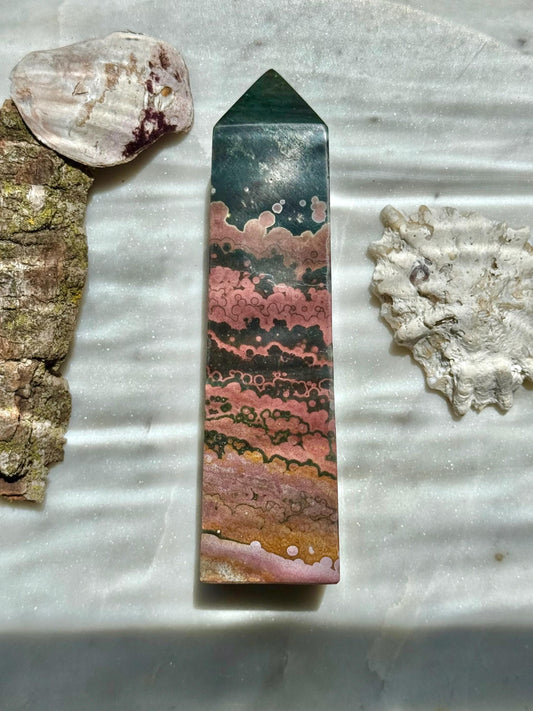 Pink Ocean Jasper Tower | Pink Sea Jasper Tower | Gift for Crystal Lover | Unique Crystal | Rare Crystal | Pink Crystal | Ocean Jasper Tower