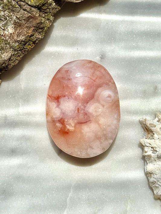 Carnelian Flower Agate Palm Stone | Carnelian Flower Agate | Gift for Crystal Lover | Creativity Crystal | Motivational Crystal