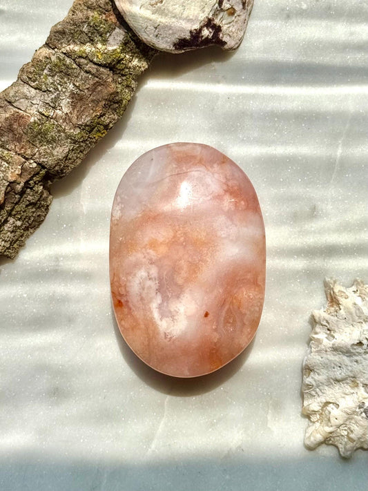 Carnelian Flower Agate Palm Stone | Carnelian Flower Agate | Gift for Crystal Lover | Creativity Crystal | Motivational Crystal
