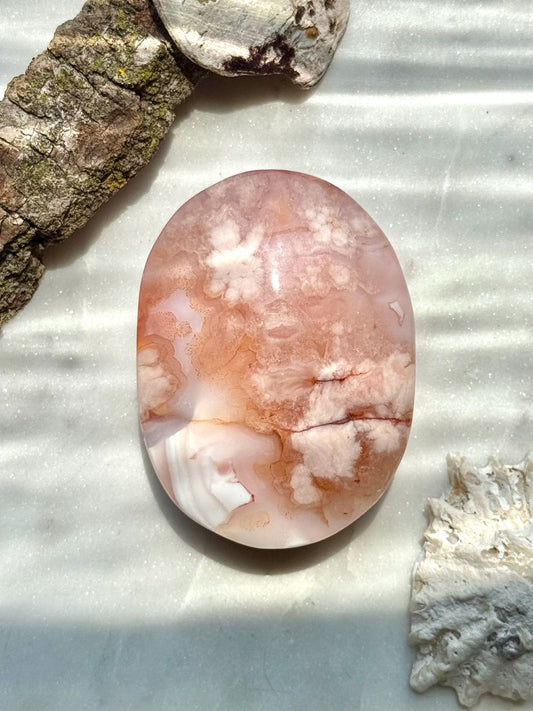 Carnelian Flower Agate Palm Stone | Carnelian Flower Agate | Gift for Crystal Lover | Creativity Crystal | Motivational Crystal