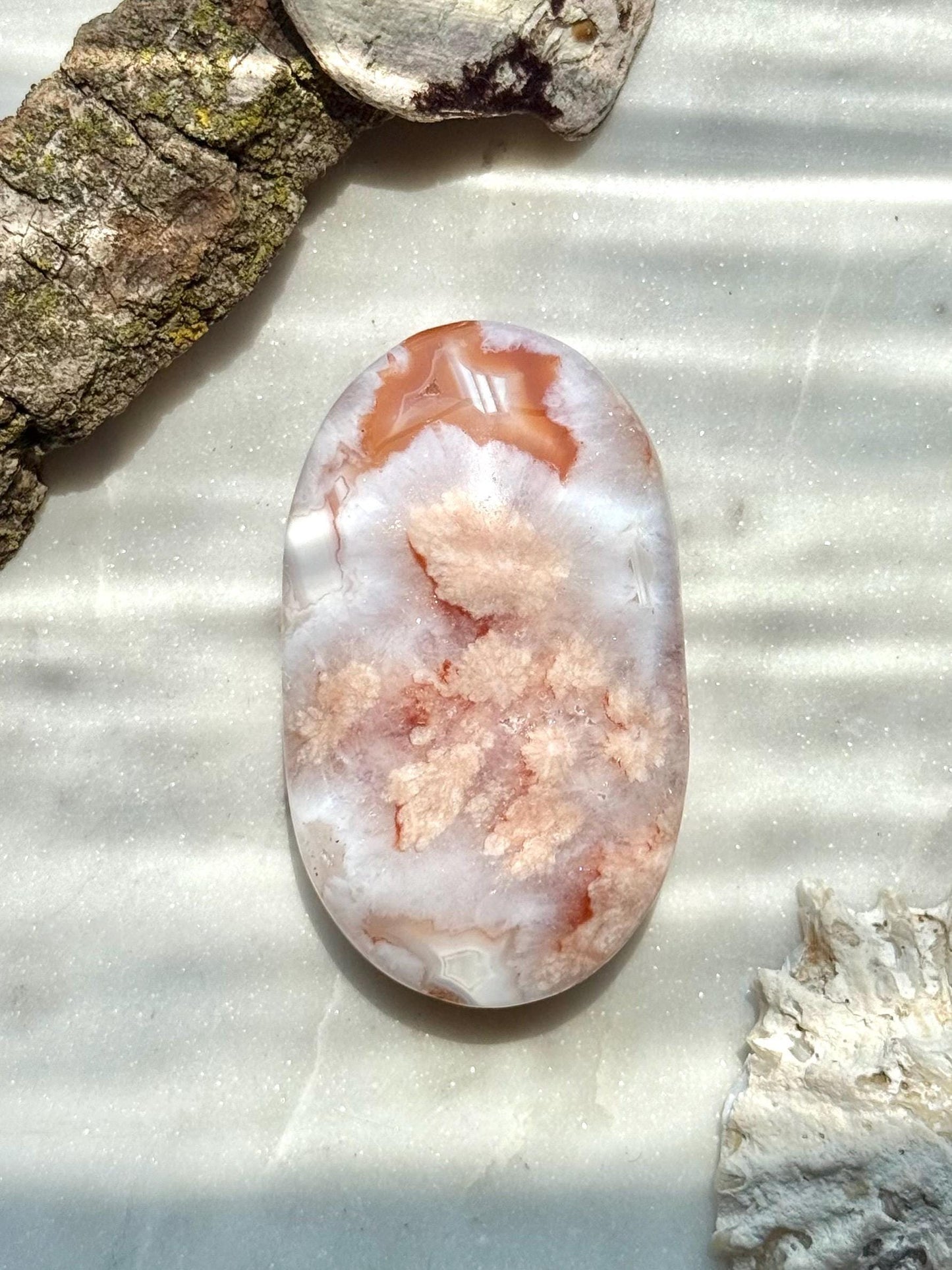 Carnelian Flower Agate Palm Stone | Carnelian Flower Agate | Gift for Crystal Lover | Creativity Crystal | Motivational Crystal