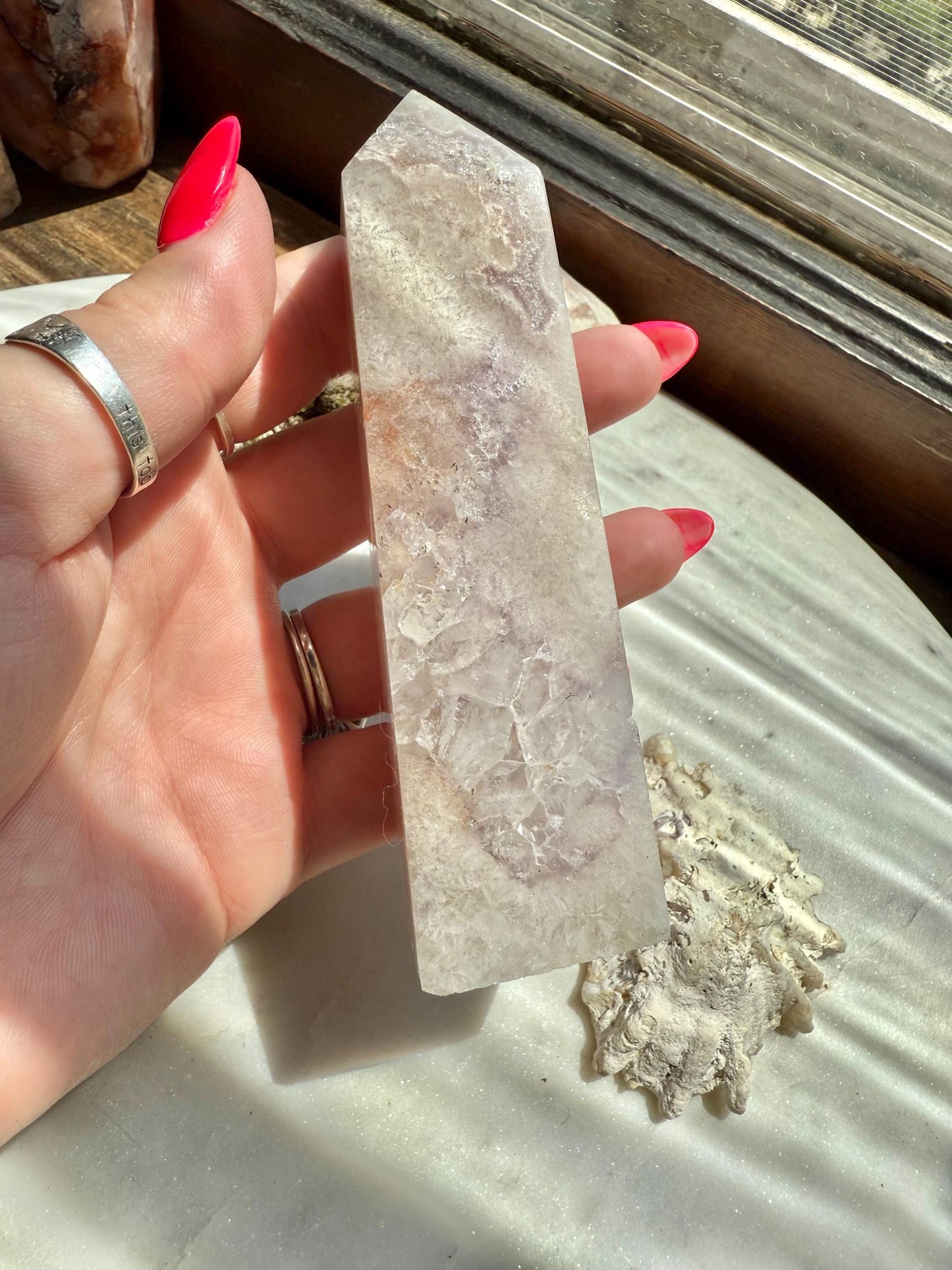 Amethyst and Clear Quartz Tower | Amethyst | Clear Quartz | Gift for Crystal Lover | Unique Crystal | Combo Crystal