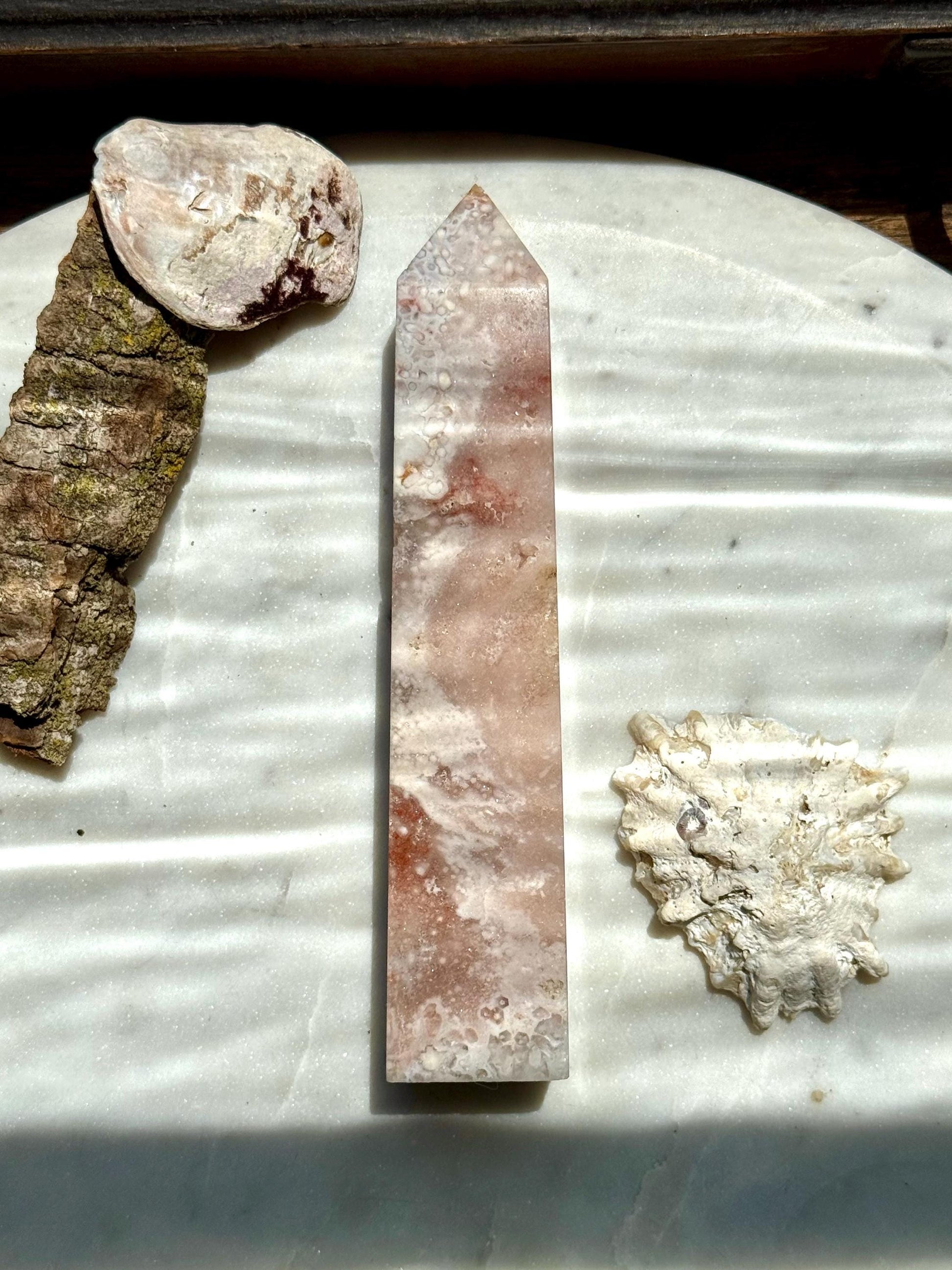 Pink Amethyst and Flower Agate Tower | Pink Amethyst | Flower Agate | Gift for Crystal Lover | Unique Crystal | Combo Crystal | Pink Crystal