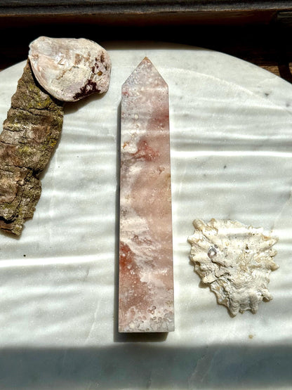 Pink Amethyst and Flower Agate Tower | Pink Amethyst | Flower Agate | Gift for Crystal Lover | Unique Crystal | Combo Crystal | Pink Crystal