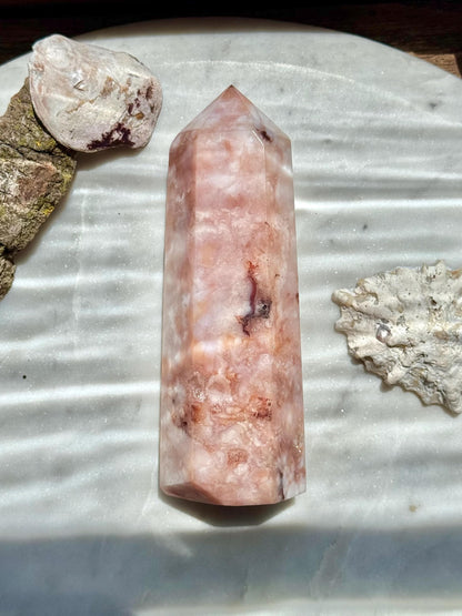 Carnelian and Flower Agate Tower | Carnelian | Flower Agate | Gift for Crystal Lover | Unique Crystal | Combo Crystal