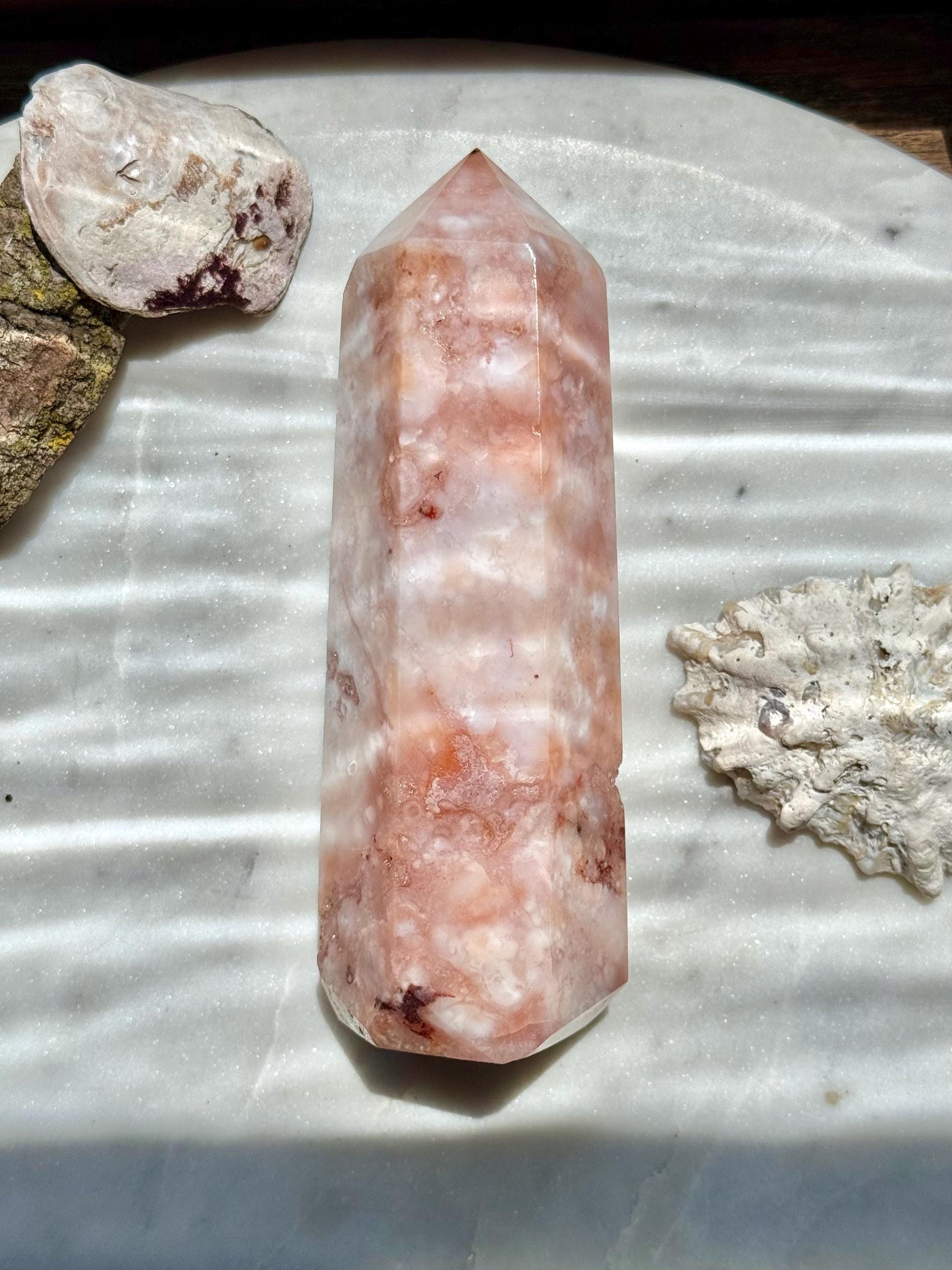 Carnelian and Flower Agate Tower | Carnelian | Flower Agate | Gift for Crystal Lover | Unique Crystal | Combo Crystal
