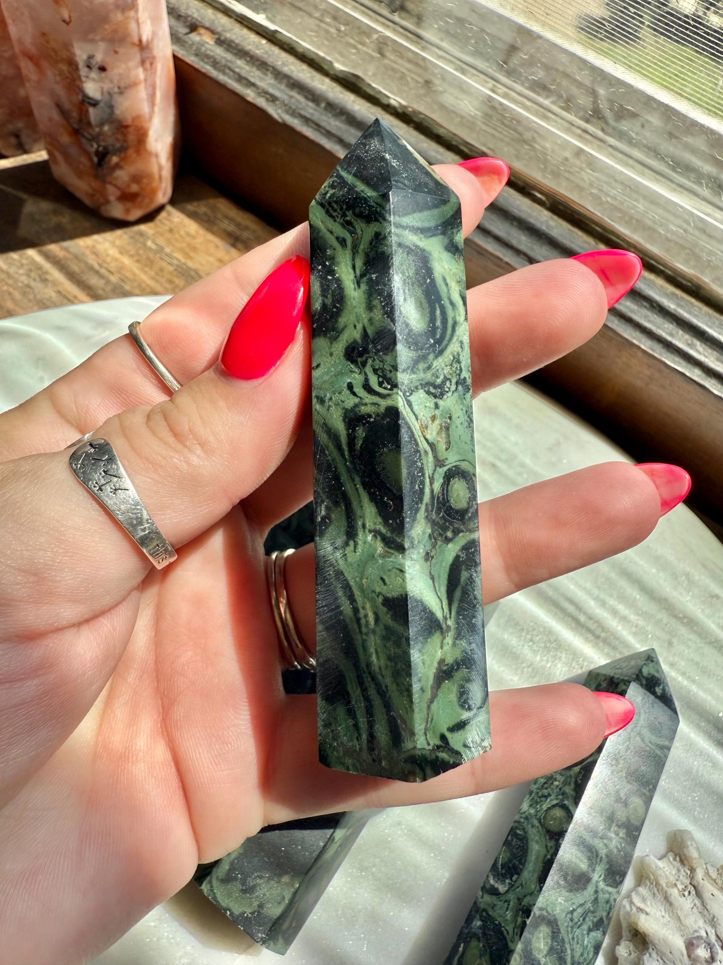 Kambaba Jasper Tower [One Tower] | Kambaba Jasper | Gift for Crystal Lover | Green Crystal | Unique Crystal | Crystal Tower