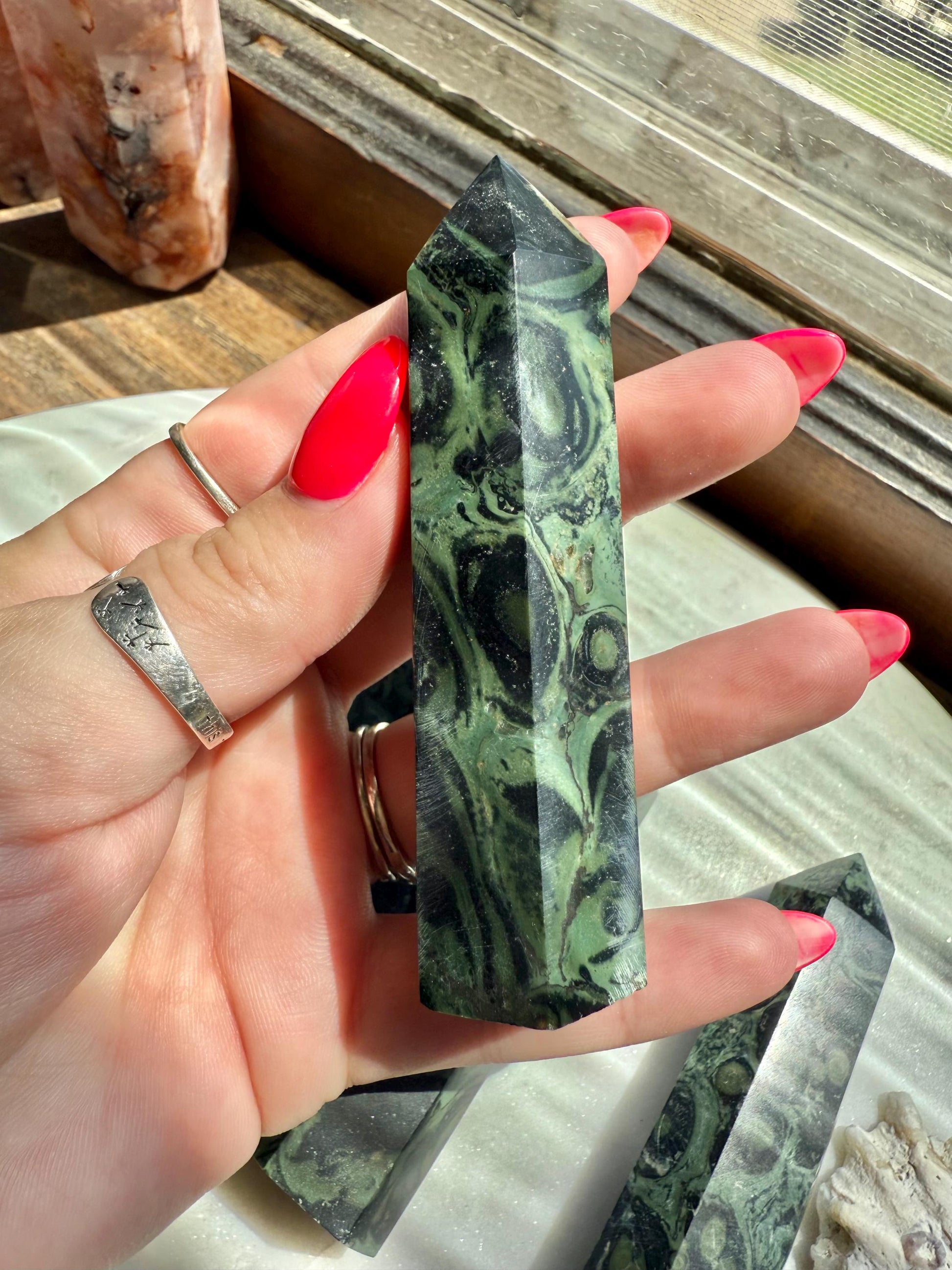 Kambaba Jasper Tower [One Tower] | Kambaba Jasper | Gift for Crystal Lover | Green Crystal | Unique Crystal | Crystal Tower