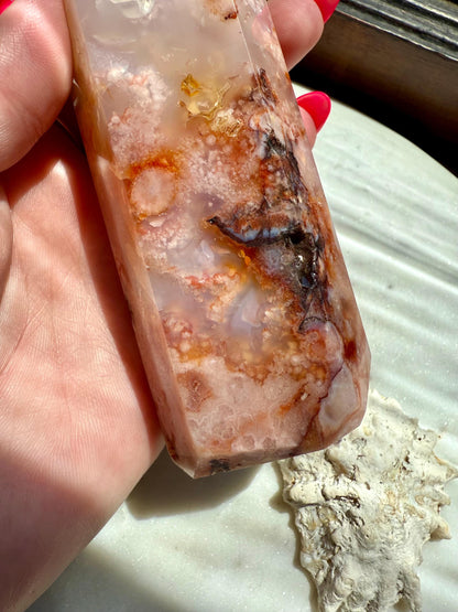 Carnelian and Flower Agate Tower | Carnelian | Flower Agate | Gift for Crystal Lover | Unique Crystal | Combo Crystal