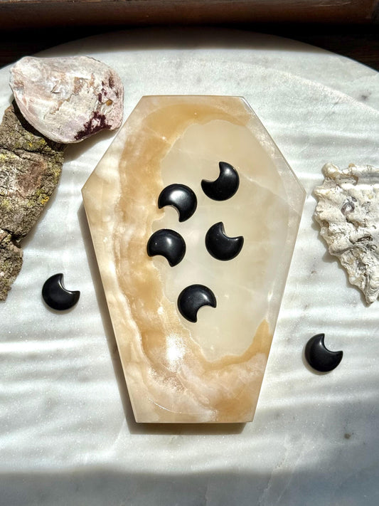 Onyx Coffin Dish | Gift for Crystal Lover | Unique Crystal Gift | Crystal Jewelry Dish | Spooky Season Decor | Halloween Gift