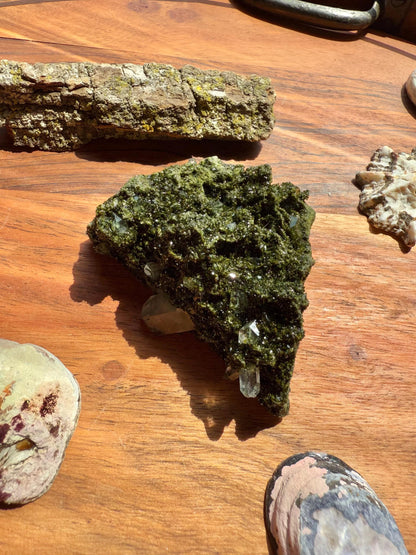 High Quality Epidote and Quartz Free Form || Epidote and Quartz || Forest Fairy Quartz || Raw Crystal || Sparkly Crystal