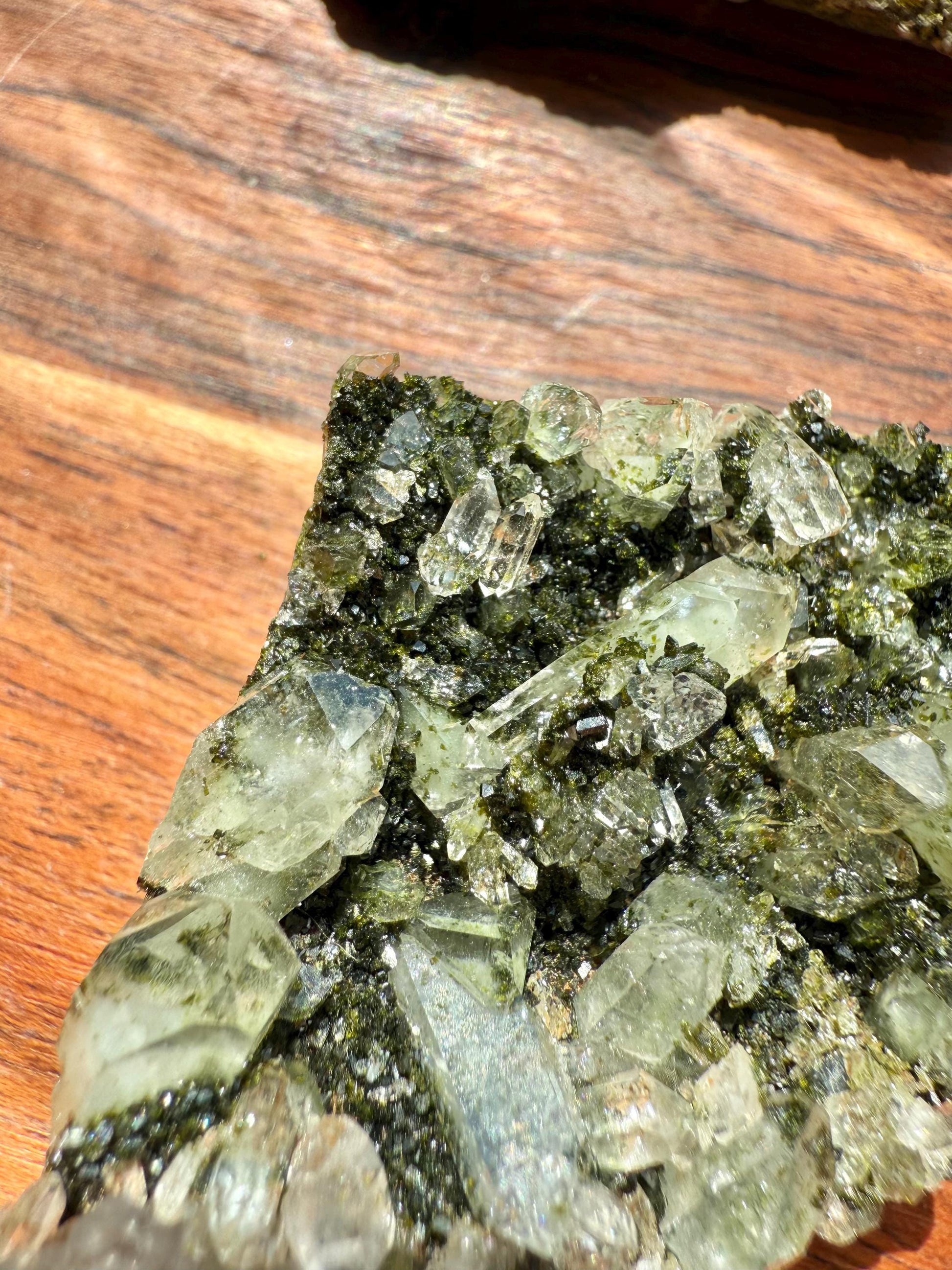 High Quality Epidote and Quartz Free Form || Epidote and Quartz || Forest Fairy Quartz || Raw Crystal || Sparkly Crystal