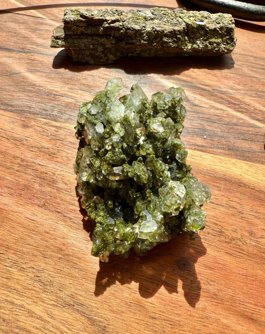 High Quality Epidote and Quartz Free Form || Epidote and Quartz || Forest Fairy Quartz || Raw Crystal || Sparkly Crystal
