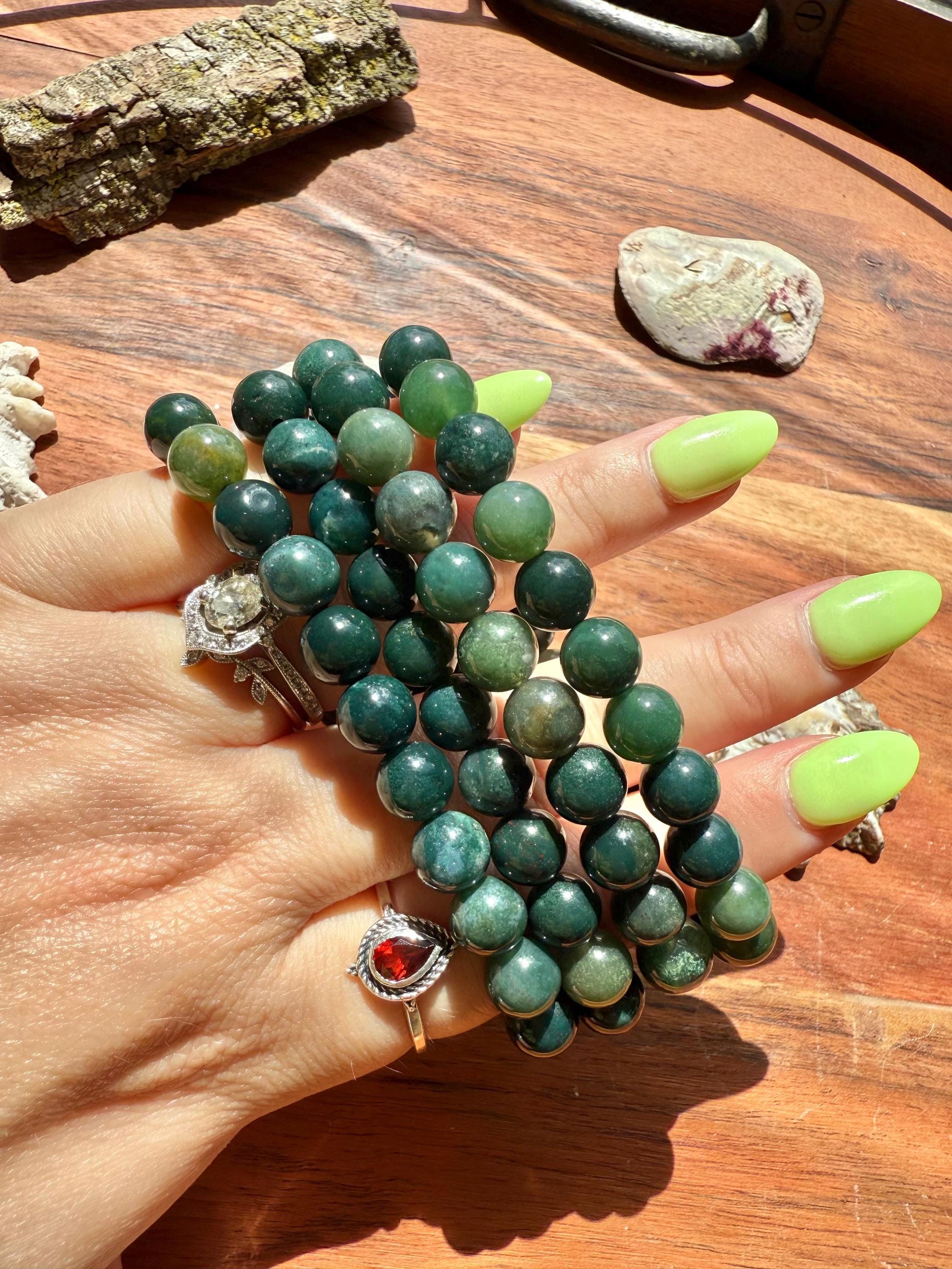 Moss Agate 8mm || Moss Agate || Green Crystal Bracelet || Gift for Crystal Lover || Gift for Mom || Crystal Bracelet