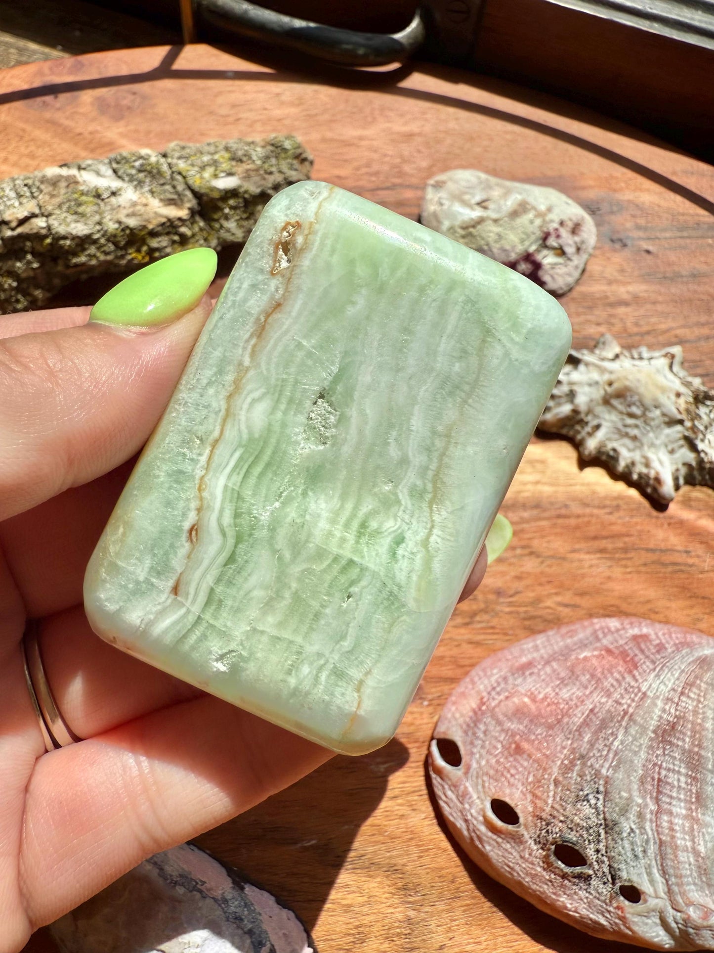 Caribbean Calcite Palm Stone || Caribbean Calcite Rectangle || Soap Shaped Caribbean Calcite || Crystal Gift || Caribbean Calcite