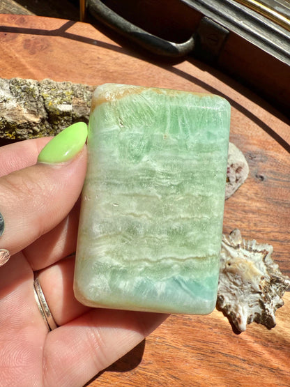 Caribbean Calcite Palm Stone || Caribbean Calcite Rectangle || Soap Shaped Caribbean Calcite || Crystal Gift || Caribbean Calcite