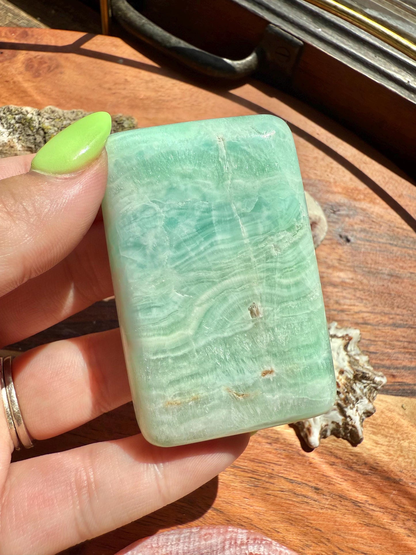 Caribbean Calcite Palm Stone || Caribbean Calcite Rectangle || Soap Shaped Caribbean Calcite || Crystal Gift || Caribbean Calcite