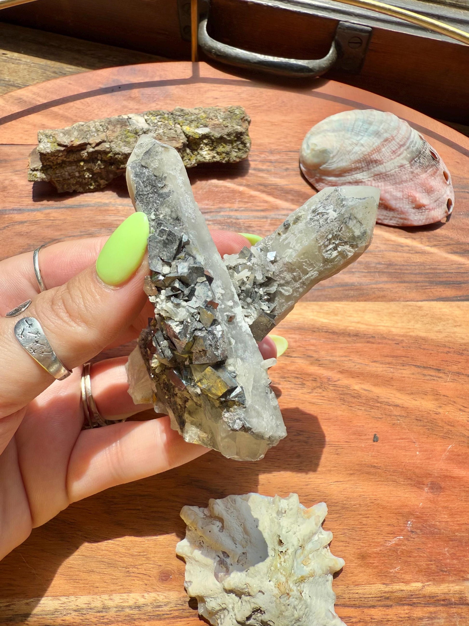 High Quality Calcite Covered Quartz with Pyrite from Mongolia || Calcite || Quartz || Pyrite || Raw Crystal Cluster || Combo Mineral