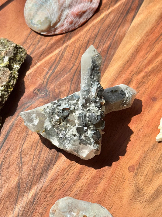 High Quality Calcite Covered Quartz with Pyrite from Mongolia || Calcite || Quartz || Pyrite || Raw Crystal Cluster || Combo Mineral
