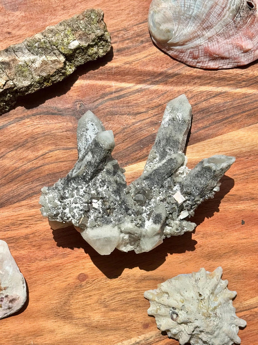 High Quality Calcite Covered Quartz with Pyrite from Mongolia || Calcite || Quartz || Pyrite || Raw Crystal Cluster || Combo Mineral