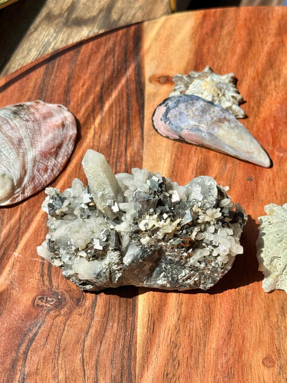High Quality Calcite Covered Quartz with Pyrite from Mongolia || Calcite || Quartz || Pyrite || Raw Crystal Cluster || Combo Mineral