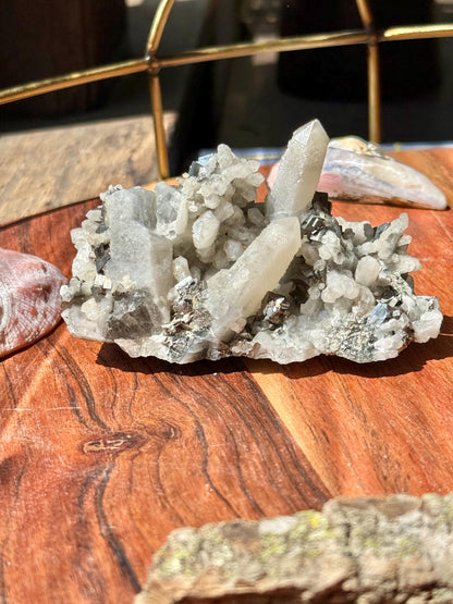 High Quality Calcite Covered Quartz with Pyrite from Mongolia || Calcite || Quartz || Pyrite || Raw Crystal Cluster || Combo Mineral