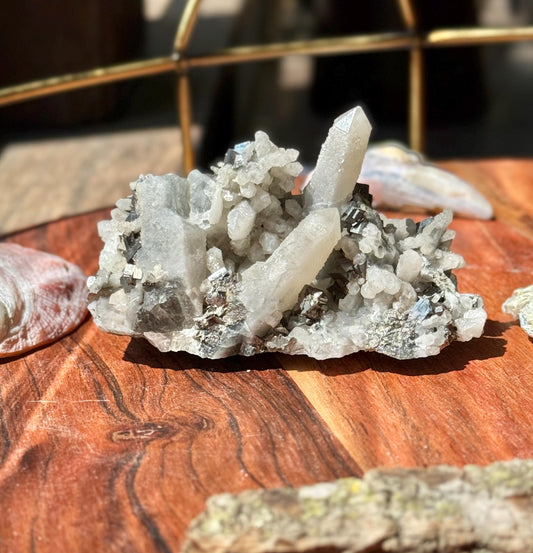 High Quality Calcite Covered Quartz with Pyrite from Mongolia || Calcite || Quartz || Pyrite || Raw Crystal Cluster || Combo Mineral