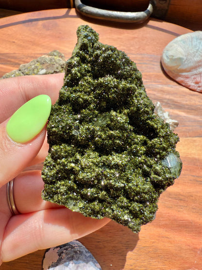 High Quality Epidote and Quartz Free Form || Epidote and Quartz || Forest Fairy Quartz || Raw Crystal || Sparkly Crystal